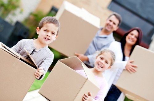 Commercial moving team preparing office equipment in Norway