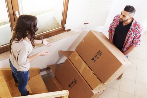 Packed household items ready for an international removals booking