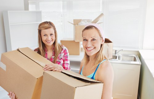 Organized packing materials and boxes for a Norwegian relocation
