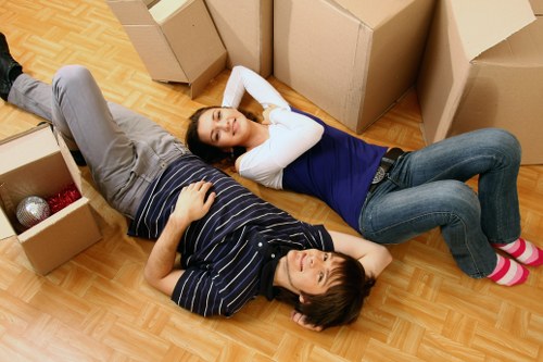 Packaged household items prepared for a local move in Norway